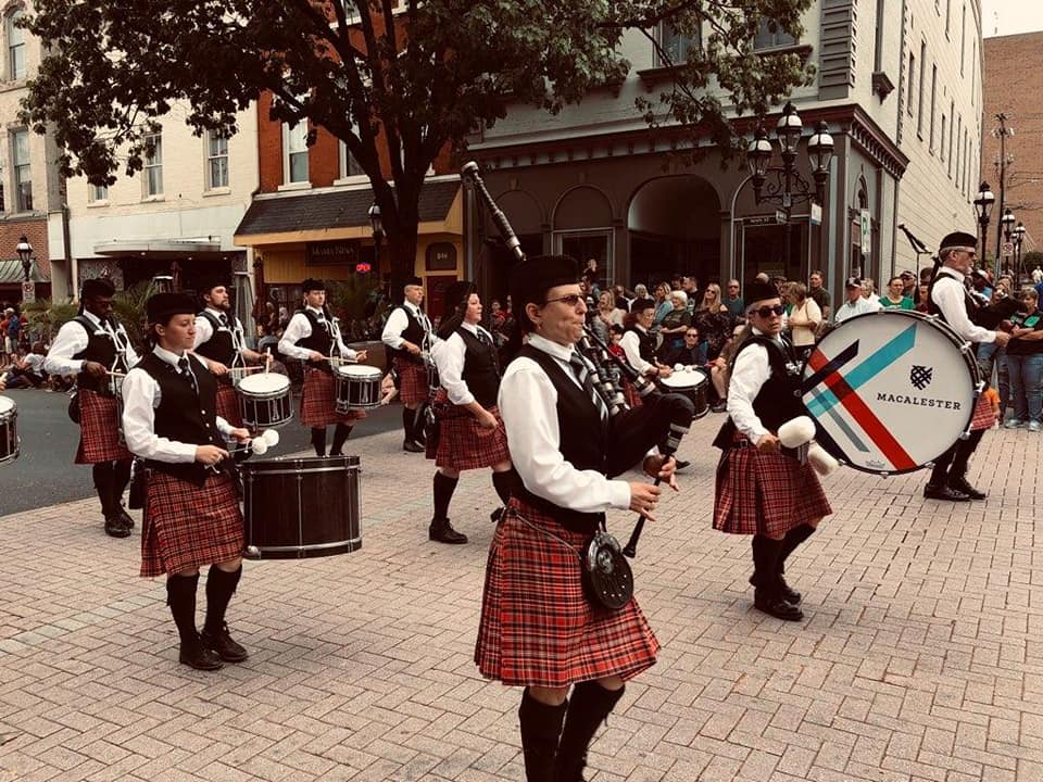 Bagpiping with the Macalester College Pipe Band at a Competition